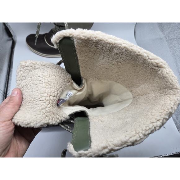 LL Bean Womens Sherpa Lined Green Canvas 12 Inch Waterproof Boots Tek 2.5 sz 10 - Picture 10 of 10